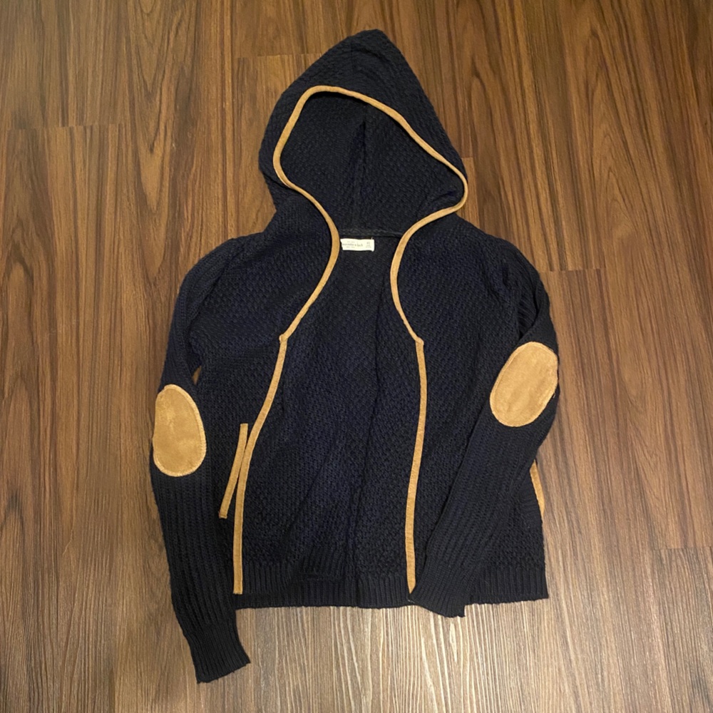 Navy and suede sweater